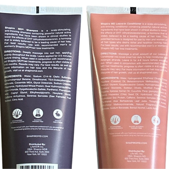 Shapiro MD Hair Loss Shampoo and Leave in Conditioner, All-Natural DHT Blockers - Picture 4 of 4